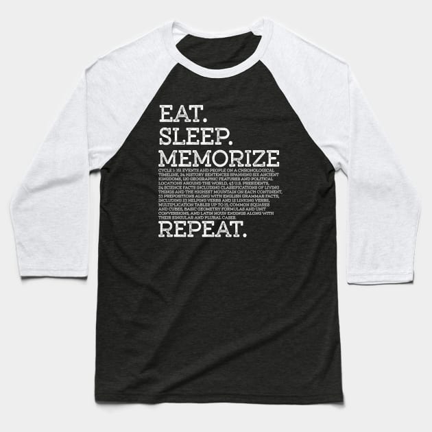 Cycle 1 Eat Sleep Memorize Repeat Memory Master Baseball T-Shirt by k8creates